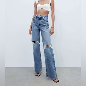 Zara High Rise Full Length 90’s Denim Jeans